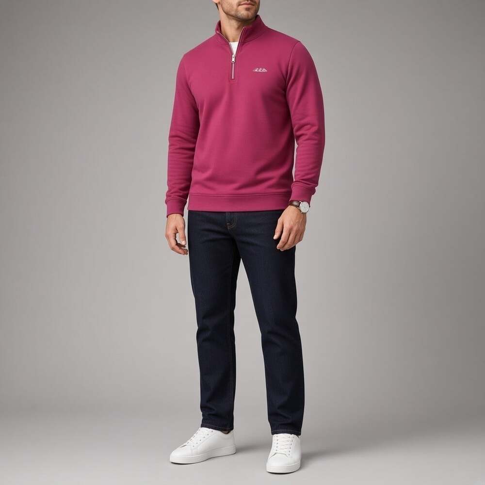 Peter Millar Desert Mountain Quarter Zip Pullover Raspberry Cotton Modal Mens L